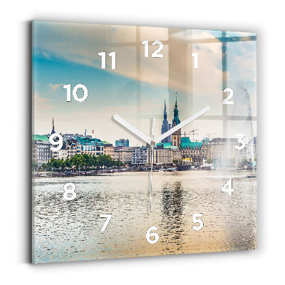 Ceas de sticlă pe perete pătrat Binnenalster din Hamburg