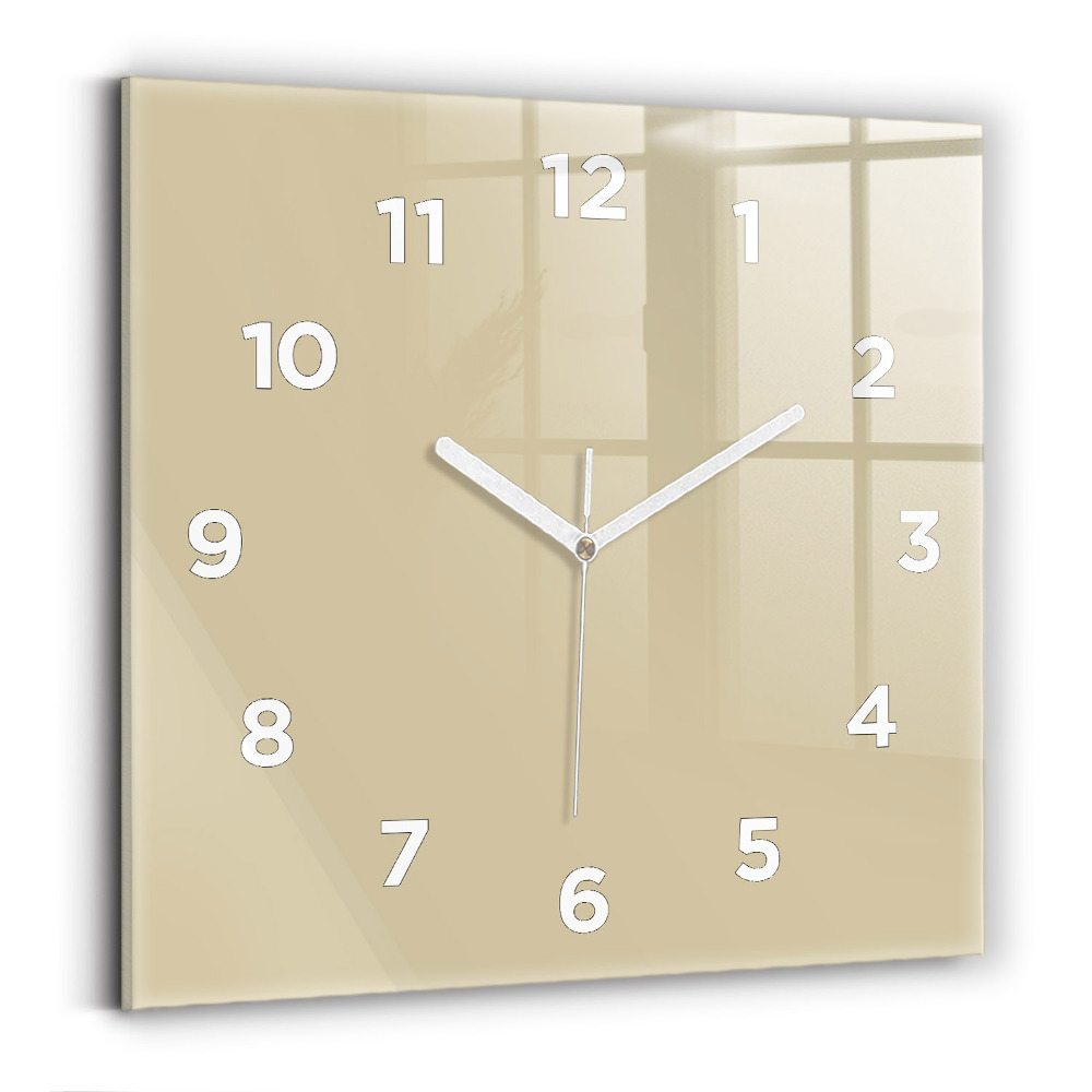 Ceas de sticlă pe perete pătrat Bej
