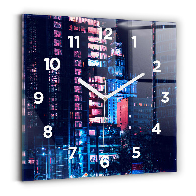 Ceas perete din sticlă pătrat Varșovia noaptea