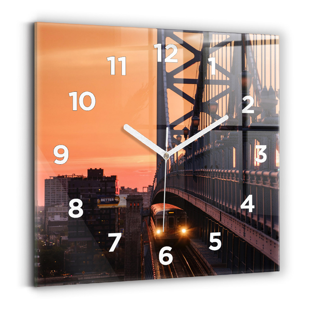 Ceas de sticlă pe perete pătrat Podul Benjamin Franklin