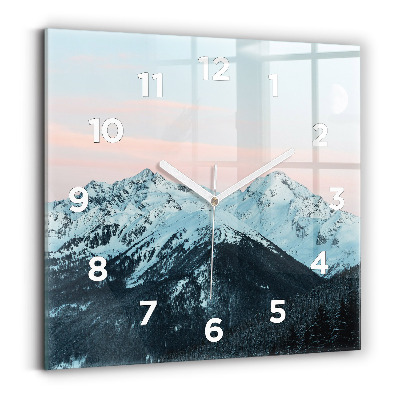 Ceas de sticlă pe perete pătrat Lanț muntos iarna