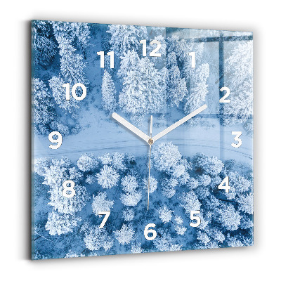 Ceas de sticlă pe perete pătrat Pădure dintr-o dronă