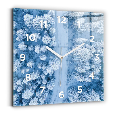 Ceas perete din sticlă pătrat Pădure dintr-o dronă