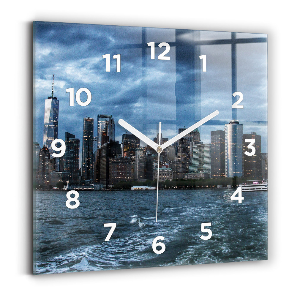 Ceas din sticlă pătrat Panorama New York-ului