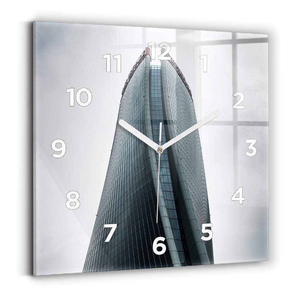 Ceas pătrat de perete din sticlă Zgârie-nori din Milano