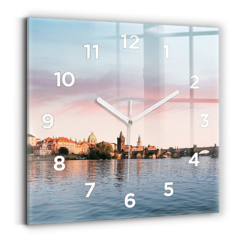 Ceas de sticlă pe perete pătrat Podul Carol din Praga