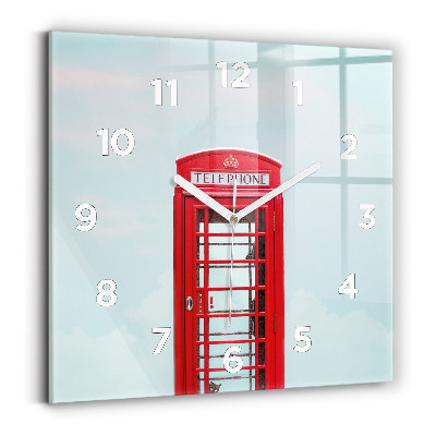 Ceas de sticlă pe perete pătrat cabina telefonica
