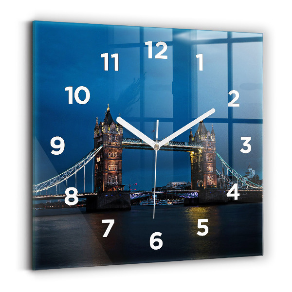 Ceas perete din sticlă pătrat Tower Bridge Londra noaptea