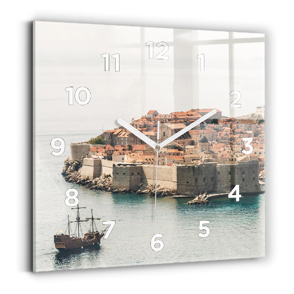 Ceas din sticlă pătrat Nava cu pânze în Dubrovnik