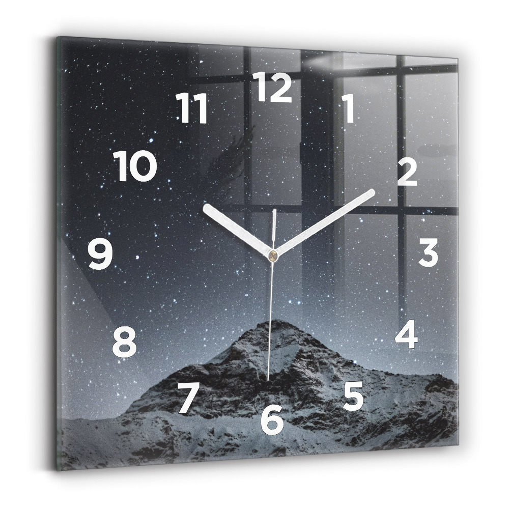 Ceas din sticlă pătrat Munte sub stele