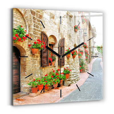 Ceas perete din sticlă pătrat Stradă pitorească