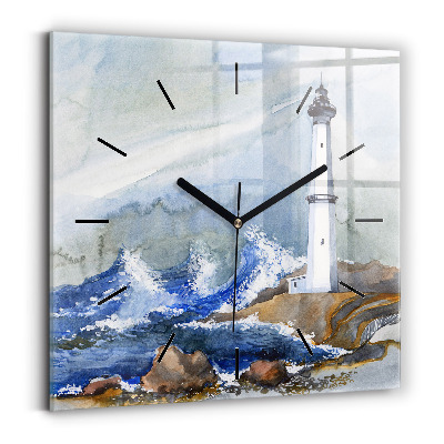 Ceas din sticlă pătrat Marea și farul