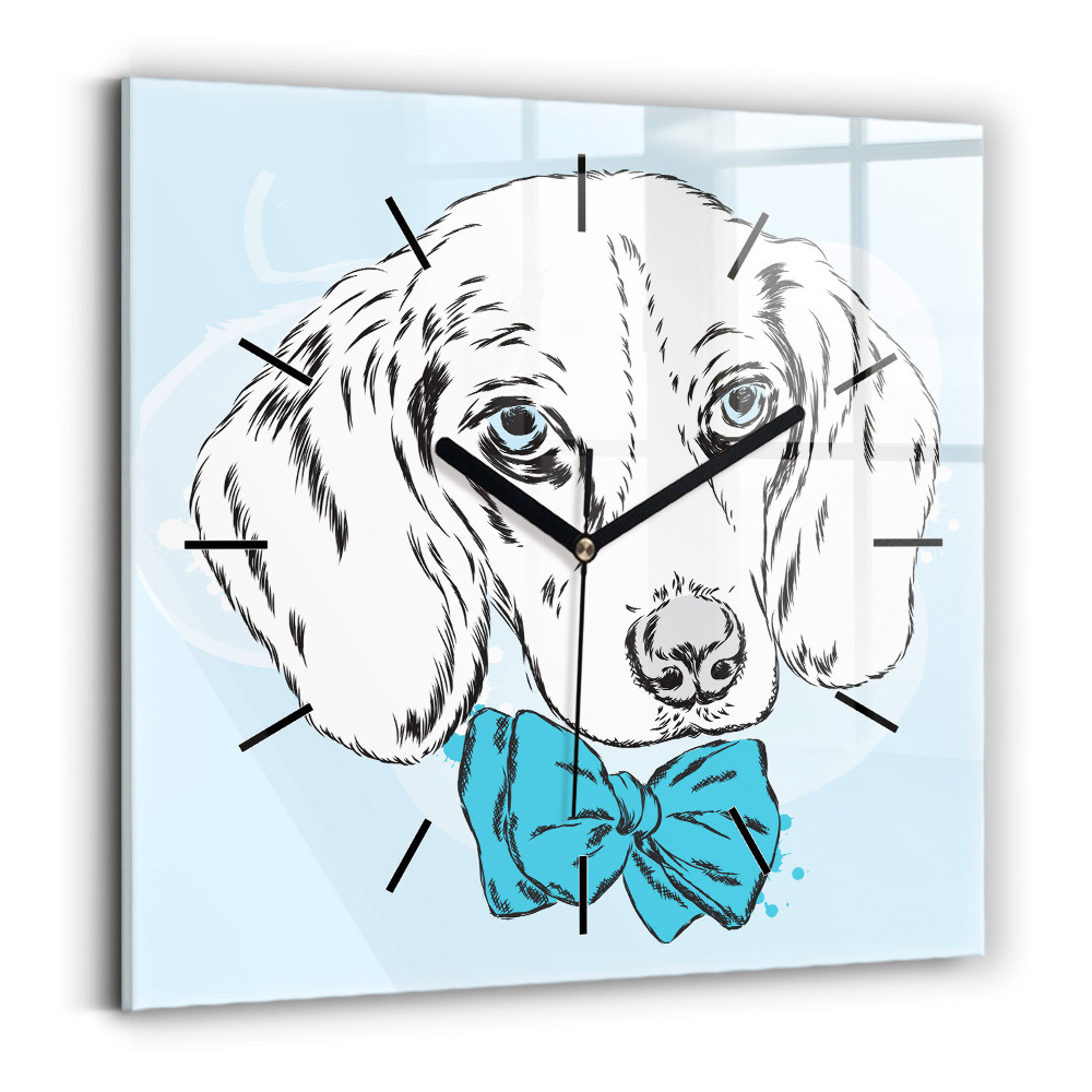 Ceas perete din sticlă pătrat Pui de caine