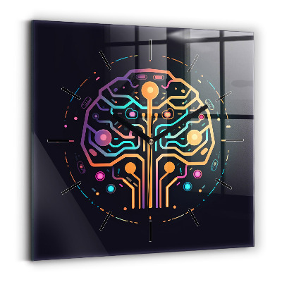 Ceas perete din sticlă pătrat Abstracție colorată