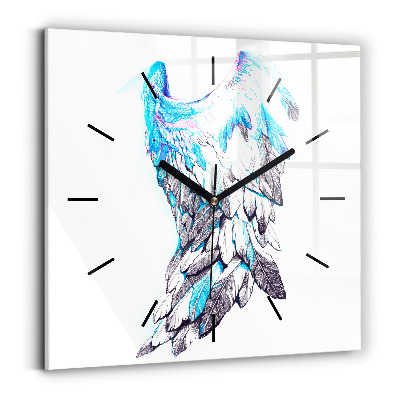 Ceas pătrat de perete din sticlă Imitație de aripi de pasăre