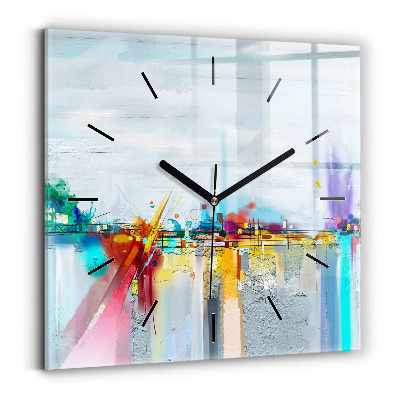 Ceas pătrat de perete din sticlă Pod abstract