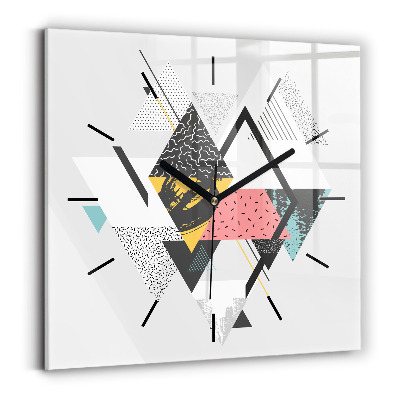 Ceas pătrat de perete din sticlă Model geometric