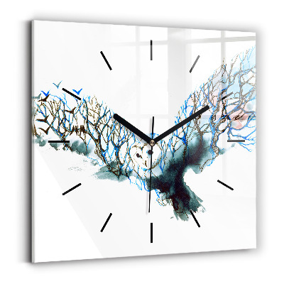 Ceas de sticlă pe perete pătrat Libertatea și natura păsărilor