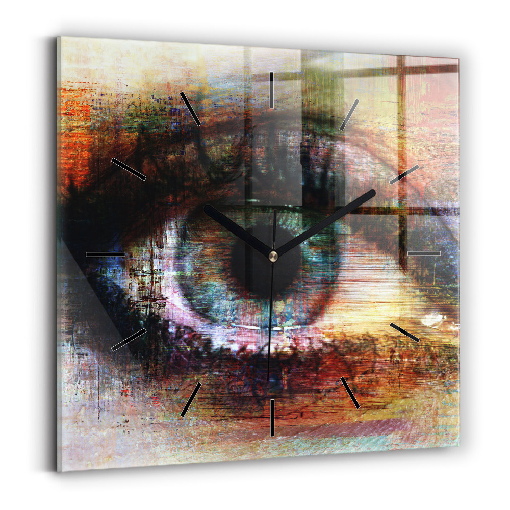 Ceas pătrat de perete din sticlă Street Art Eye