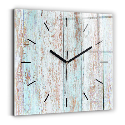 Ceas din sticlă pătrat Lemn pastel