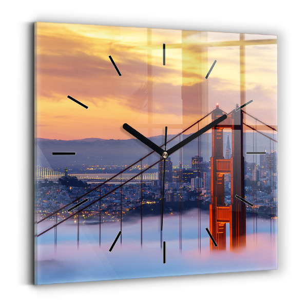 Ceas perete din sticlă pătrat Pod din San Francisco