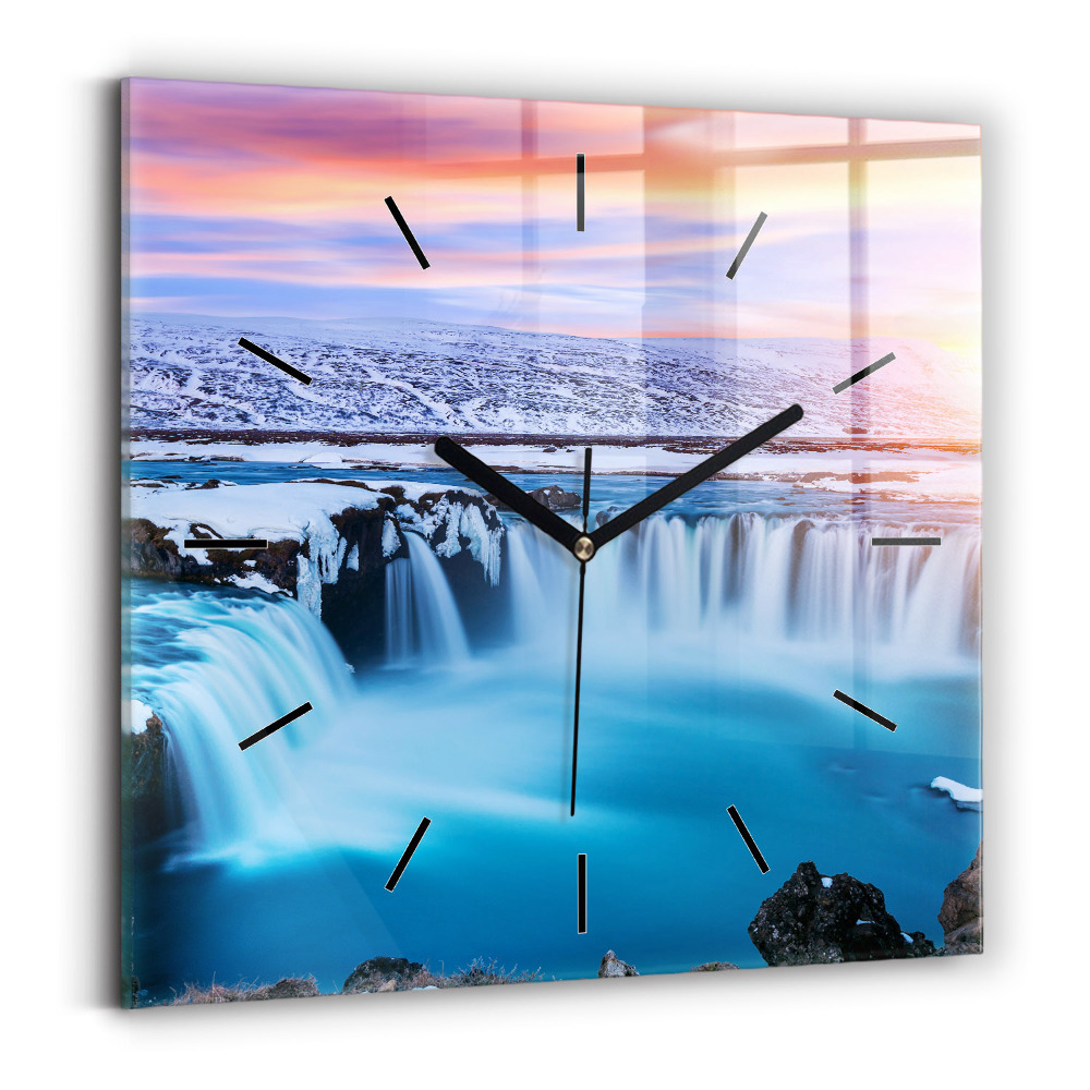 Ceas din sticlă pătrat Cascada Godafoss Islanda