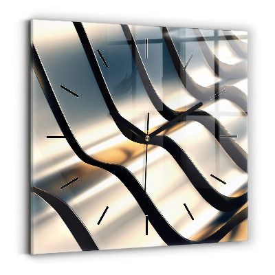 Ceas perete din sticlă pătrat Model argintiu