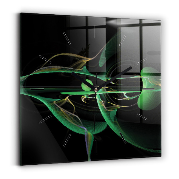 Ceas din sticlă pătrat Abstracția verde