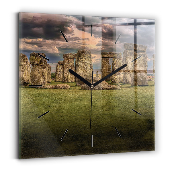 Ceas de sticlă pe perete pătrat Stonehenge Nimbostratus