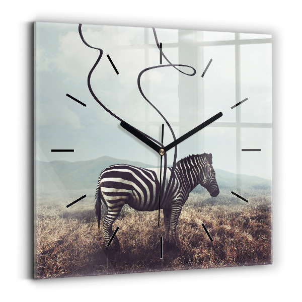 Ceas din sticlă pătrat Zebra – Abstracție