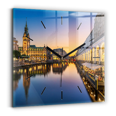 Ceas pătrat de perete din sticlă Primăria Hamburg