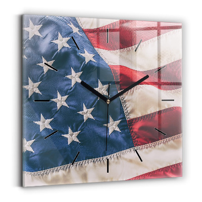 Ceas de sticlă pe perete pătrat steagul american