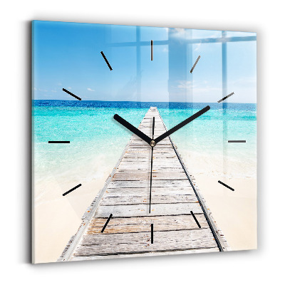 Ceas de sticlă pe perete pătrat Insula tropicala