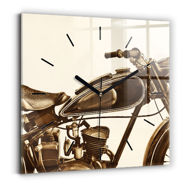 Ceas din sticlă pătrat Motocicletă vintage sepia