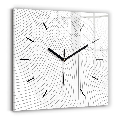 Ceas de sticlă pe perete pătrat Linii abstracte