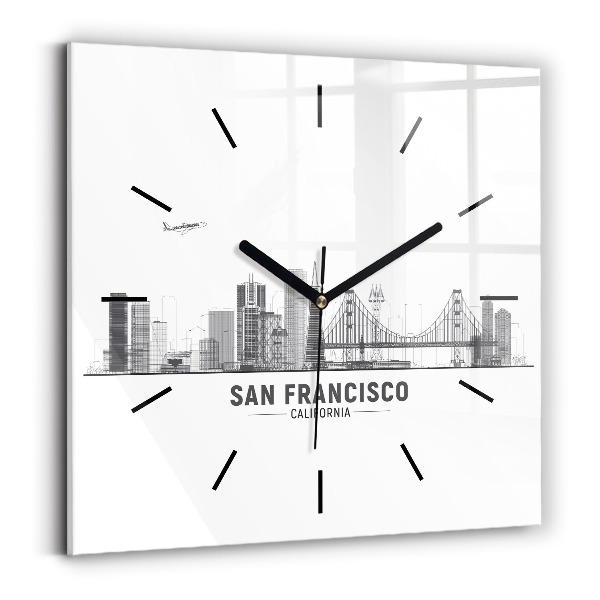 Ceas din sticlă pătrat Panorama San Francisco