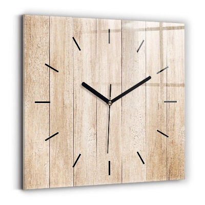 Ceas perete din sticlă pătrat Textura din lemn