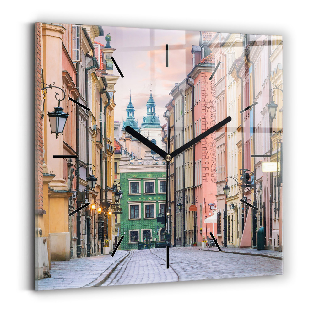 Ceas de sticlă pe perete pătrat Orașul vechi din Varșovia
