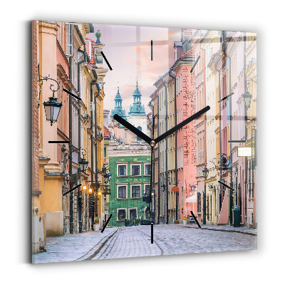 Ceas de sticlă pe perete pătrat Orașul vechi din Varșovia