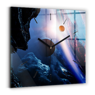 Ceas pătrat de perete din sticlă Galaxie mare