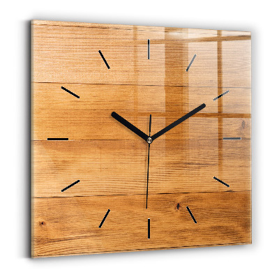 Ceas din sticlă pătrat Scanduri de lemn