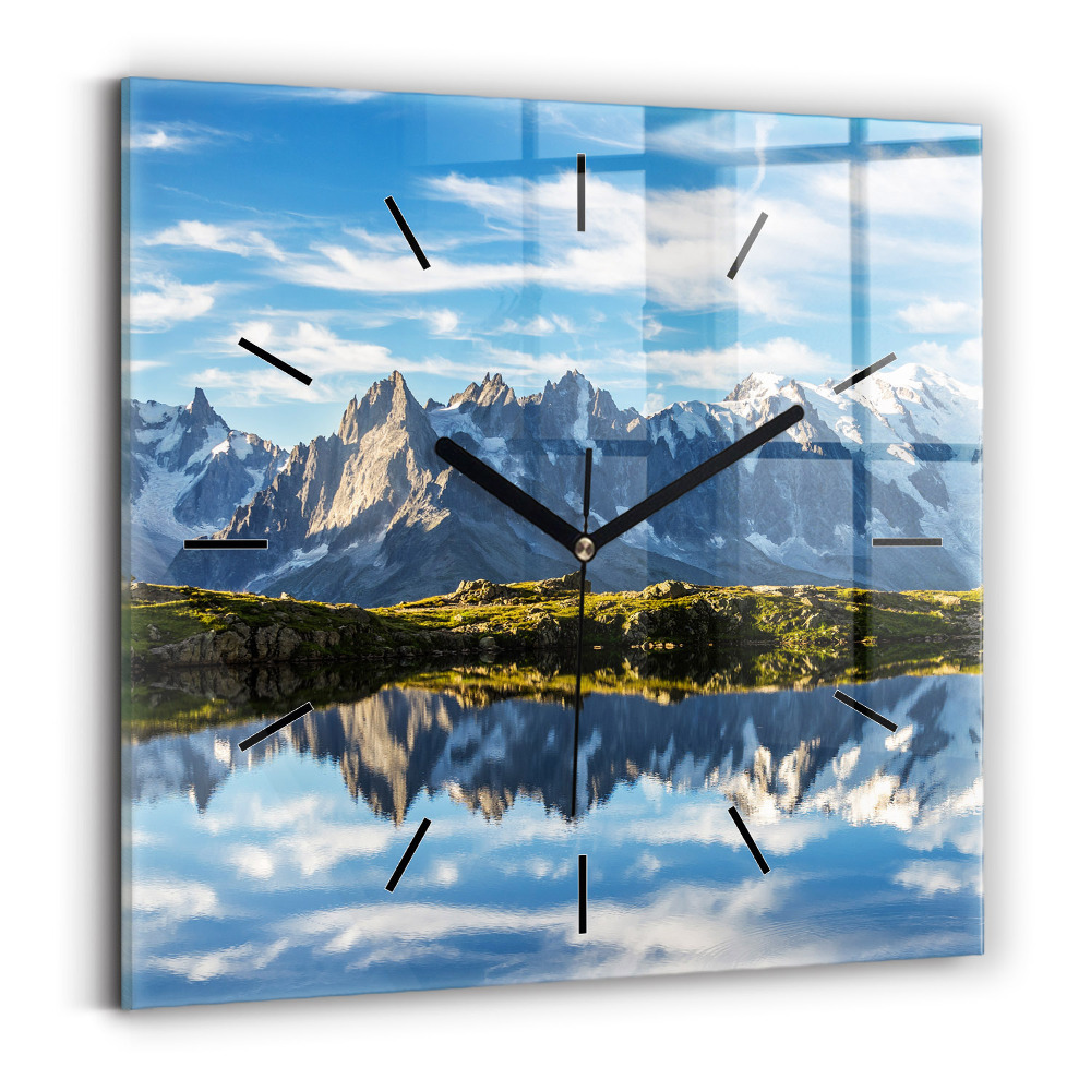 Ceas de sticlă pe perete pătrat Valea Chamonix, Alpii francezi