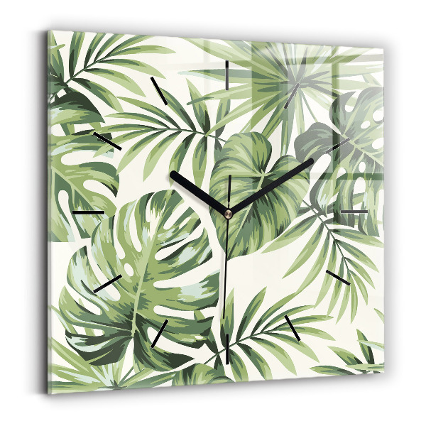 Ceas de sticlă pe perete pătrat Model tropical