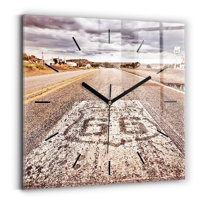 Ceas perete din sticlă pătrat Route 66 SUA