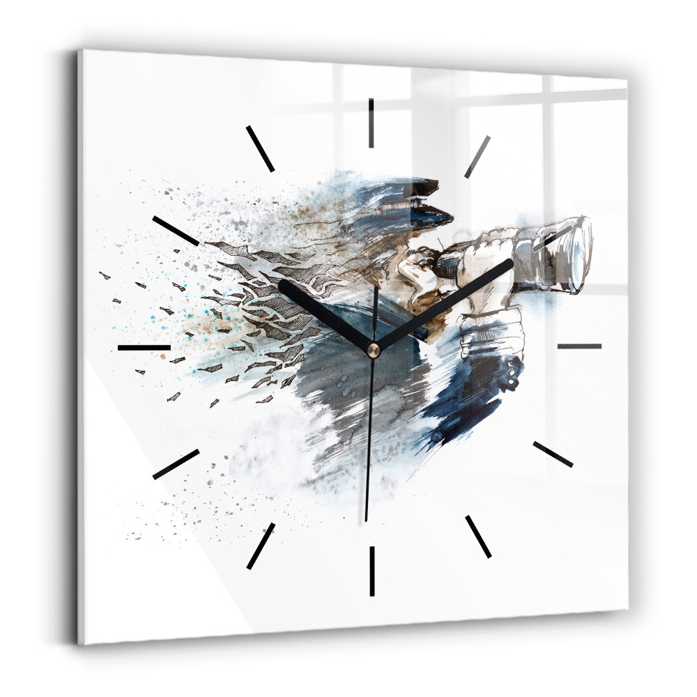 Ceas de sticlă pe perete pătrat Căpitan cu binoclu