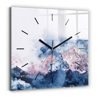 Ceas perete din sticlă pătrat Lanțuri muntoase abstracte