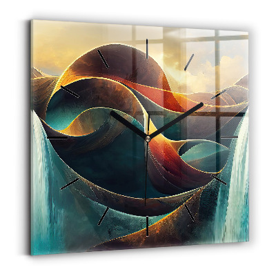 Ceas din sticlă pătrat Cascada curgătoare