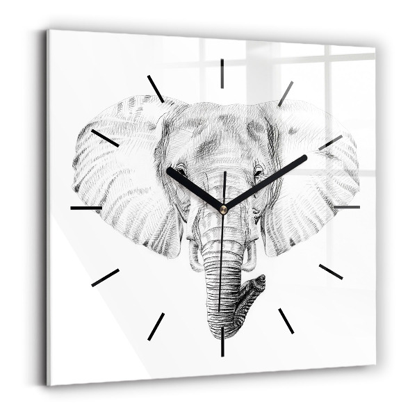 Ceas din sticlă pătrat Cap de elefant grafic