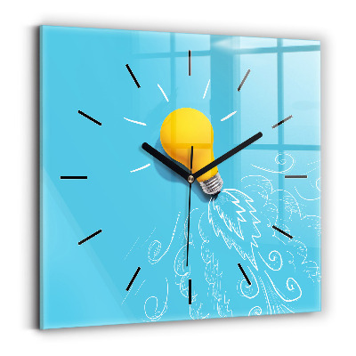 Ceas de sticlă pe perete pătrat Desen bec