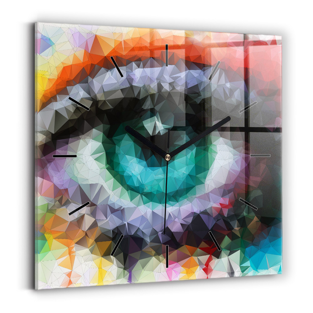 Ceas de sticlă pe perete pătrat Ochiul uman colorat